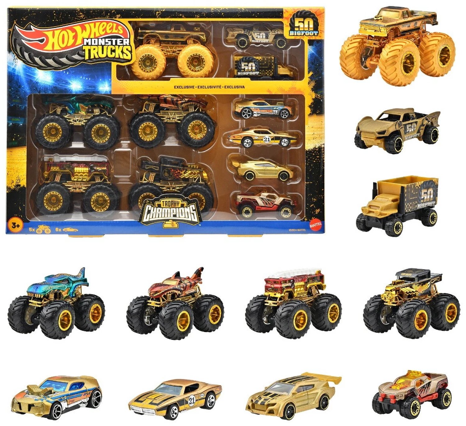 Hot Wheels - Monstertruck Speelgoed Auto Set - 11 Stuks Totaal - Speelgoed Autos Jongens - Speelgoed Auto’s - Auto Speelgoed - Hotwheels Autootjes - Hotweels - Hotwheels Premium - Hot Wheels City - Monster Trucks - Speelgoed vanaf 3 jaar