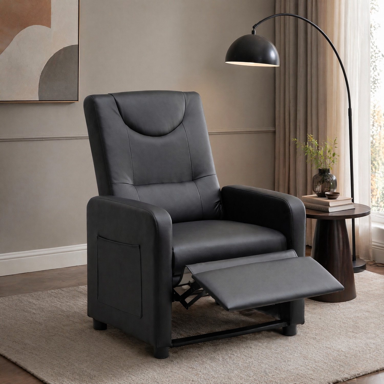 CHICFURN Relaxfauteuil - Handmatig verstelbaar - Met voetsteun - Zwart