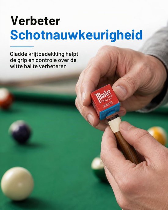 Set van 6 biljartkrijtjes met 2 keuclips en 4 vervangende tips voor biljartaccessoires, professionele keu-tip verzorging en nauwkeurige impactcontrole — afbeelding 2