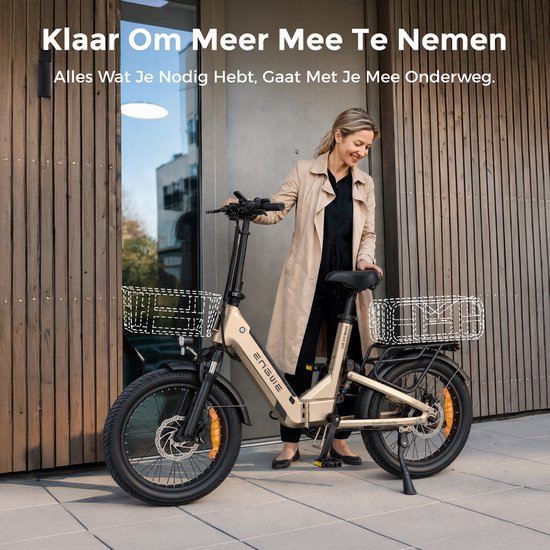 ENGWE L20 3.0 Boost Elektrische fiets - Actieradius 135km - Verwijderbare batterij 48V13.5Ah - Motor 250W - Shimano 7 versnellingen - Hydraulische schijfremmen - 20 Inch Commuter E-Bike - Fatbike - goud- Inclusief fietsslotcombinatie — afbeelding 2