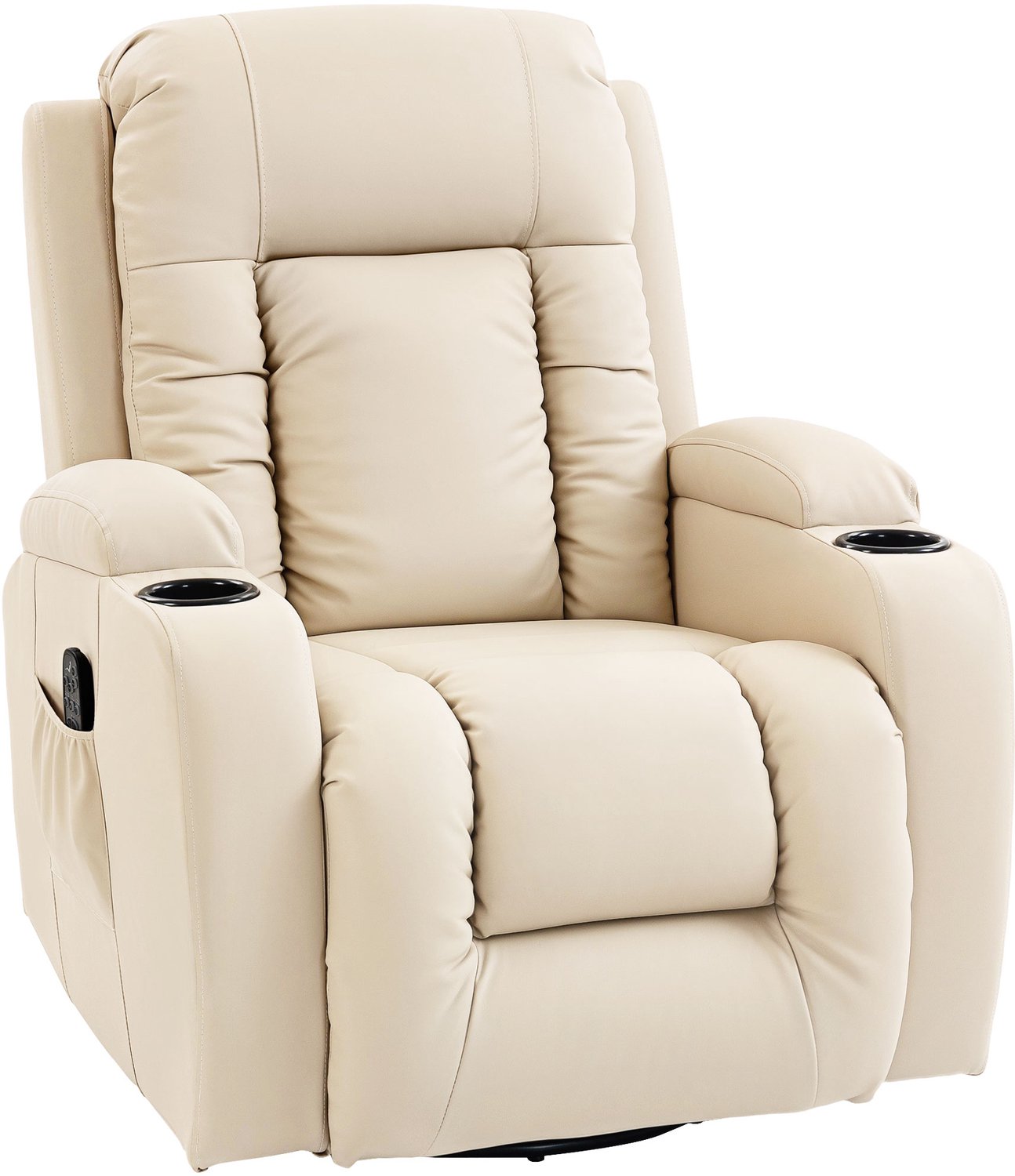 Homona Relaxfauteuil met massage- en warmtefunctie - Draaibaar en verstelbaar - Met lendenverwarming - 82 x 99 x 103 cm - Crèmewit