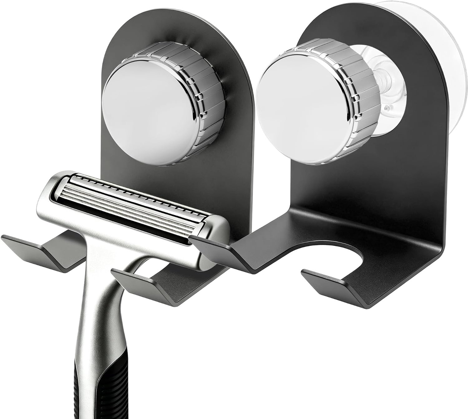 Scheermeshouder Douche - Set van 2- Scheermes Houder met Zuignap - Zonder Boren - Universele Wandhaak - Draagkracht tot 4 kg - Voor Badkamer & Keuken - Gunmetal Grijs