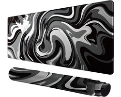 Nexara - Muismat XXL - Bureau Onderlegger en Gaming Mousepad - 90 x 40 cm - Swirl Zwart en Wit