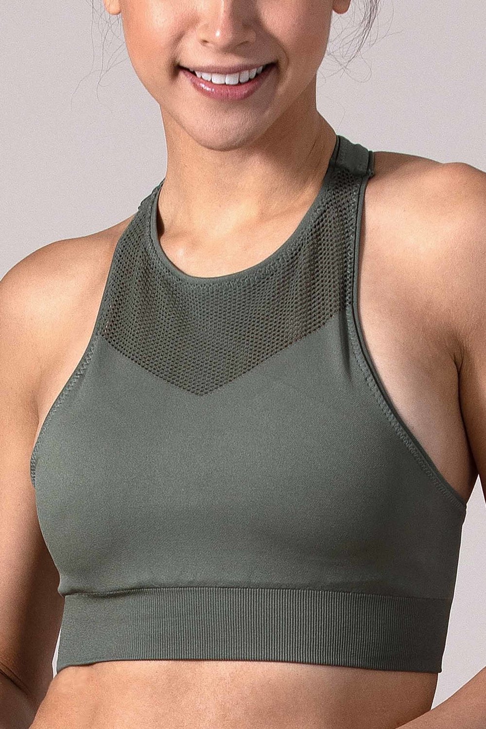 REVIVE Douro - Sport-bh Dames - Uitneembare Cups, Yoga - Dusty Green - Maat S