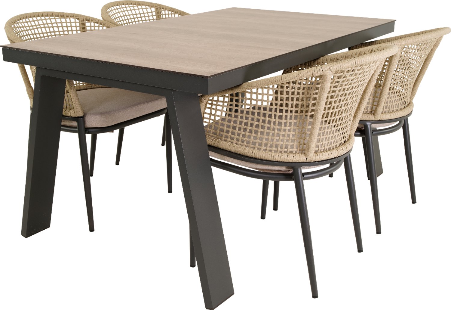 Lesli Living Table de jardin Estoril - Gris - 150x90x75cm