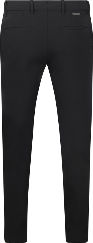 Zwarte Alberto Move Performance chino met slanke pasvorm en een subtiel metalen logodetail bij de taille.