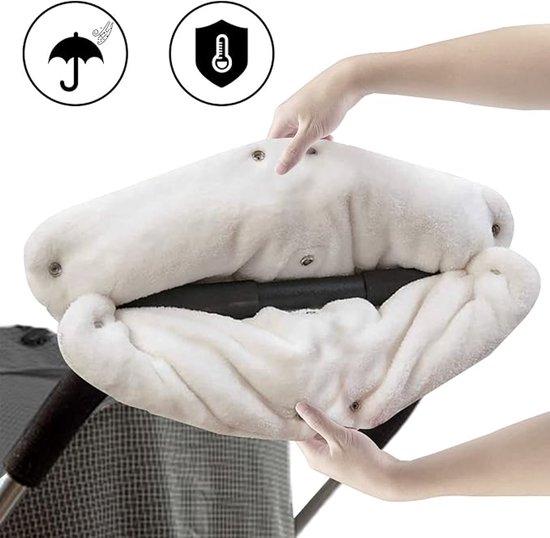 Warme handschoenen/handhoezen voor kinderwagens, gemaakt van warm fleece met een katoenen voering; water- en winddicht, universeel compatibel met alle soorten kinderwagens; kunnen ook gebruikt worden als stuurverwarmers voor fietsen. — afbeelding 5