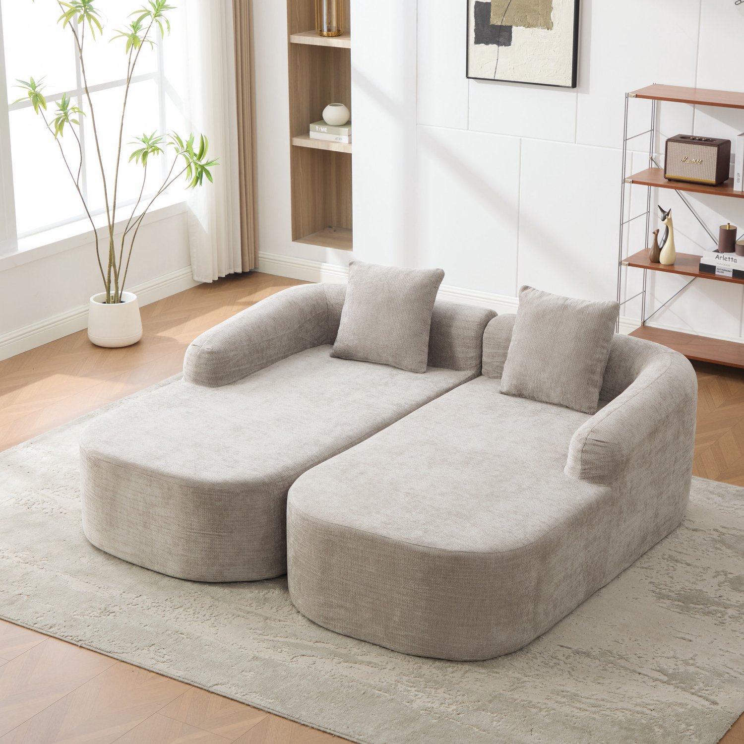 WUVRIE Modulaire hoekbank 199x172 cm - Chenille, chaise longue en kussen - Grijs