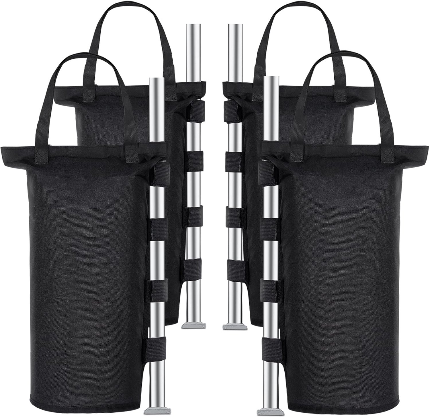 SnelShoppen - Gazebo Gewichten Set van 4 - Zware Zandzakken voor Pop-Up Tent, Luifel, Paraplu, Trampoline - 1680D PVC-Coating - Zwart - Voor Stabilite