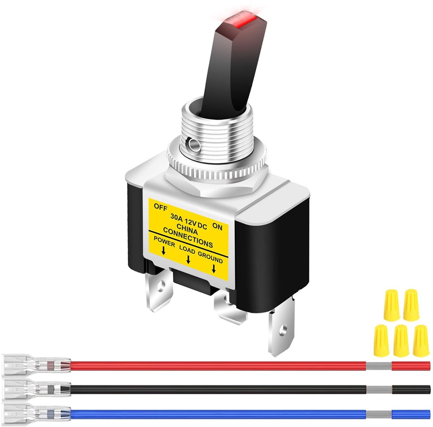 Licht Schakelaar 12V 30A - SPST 3-Pin - Rood LED Licht - Voor Auto, Boot, RV - ShopVlot