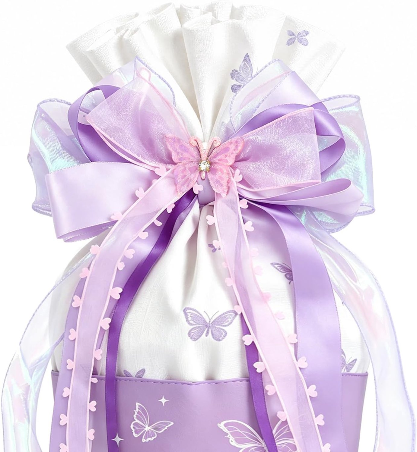 Schoolzakstrik 60 x 20 cm - paarse organza strik - zachte decoratie - voor de eerste schooldag - ShopVlot