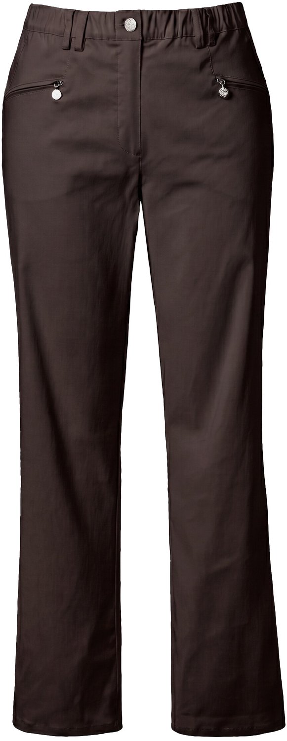 Ulla Popken - Dames - Bengalin-broek Mary thermo-functie comfortabele tailleband - Mahonie - Maat 27