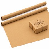 Benza - Bruin kraft pakpapier – 2 rollen van 10 m x 100 cm – Extra breed en stevig cadeaupapier – 70 g/m²