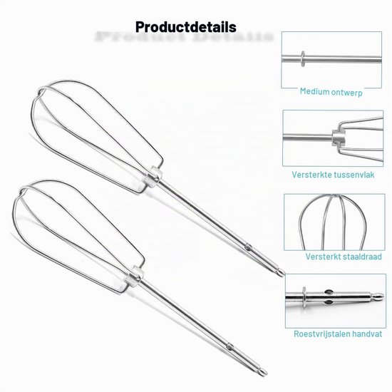 2 stuks garde voor handmixer, vervangende garde voor het kloppen van roerenheid, rechts, links, mixer, klopbezem, handmixer voor keukenmachine — afbeelding 4