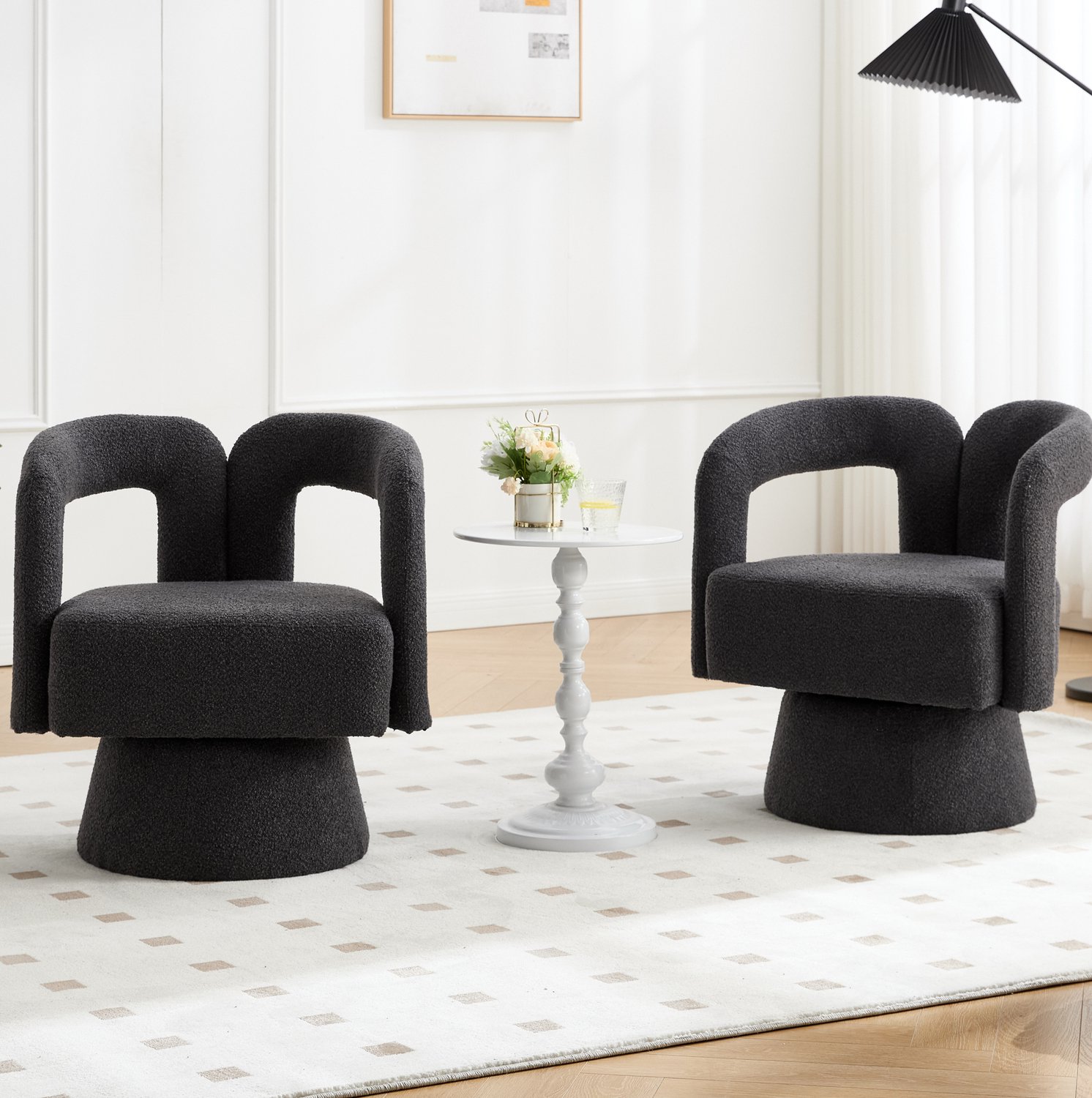 CHICFURN Fauteuil - 360 graden draaibaar - Metalen onderstel - Donkergrijs