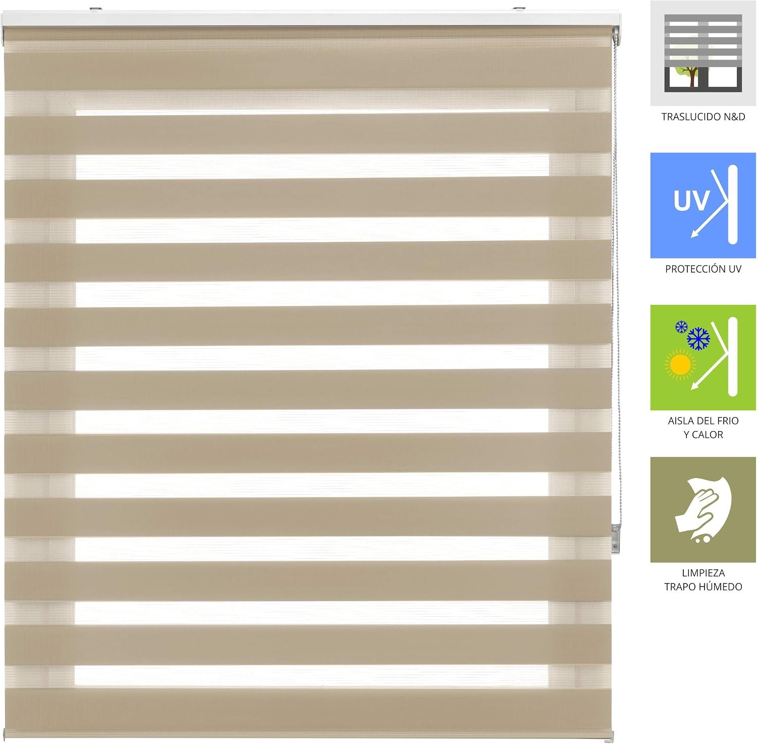 Rolgordijn 140 x 180 cm - beige - elegant design - privacy en daglichtregeling - m-winkel