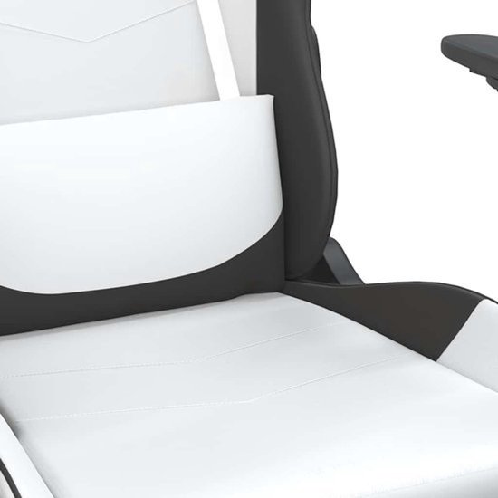Gamingstoel - Computerstoel met voetensteun - Comfortabel zitten - Massagefunctie in heupsteun - 56 x 66 x 131 cm - Wit zwart — afbeelding 2