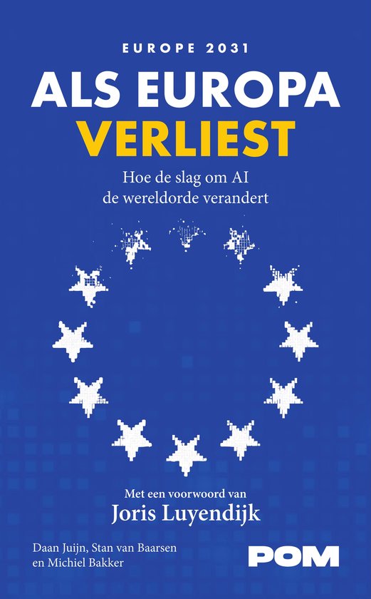 Boekomslag 'Als Europa verliest' in blauw met witte sterren in een cirkel en gele titeltekst.