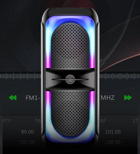 Bluetooth 5.0 party speaker 16,6 x 14,7 x 41 cm met RGB-ledverlichting, zwart — afbeelding 4