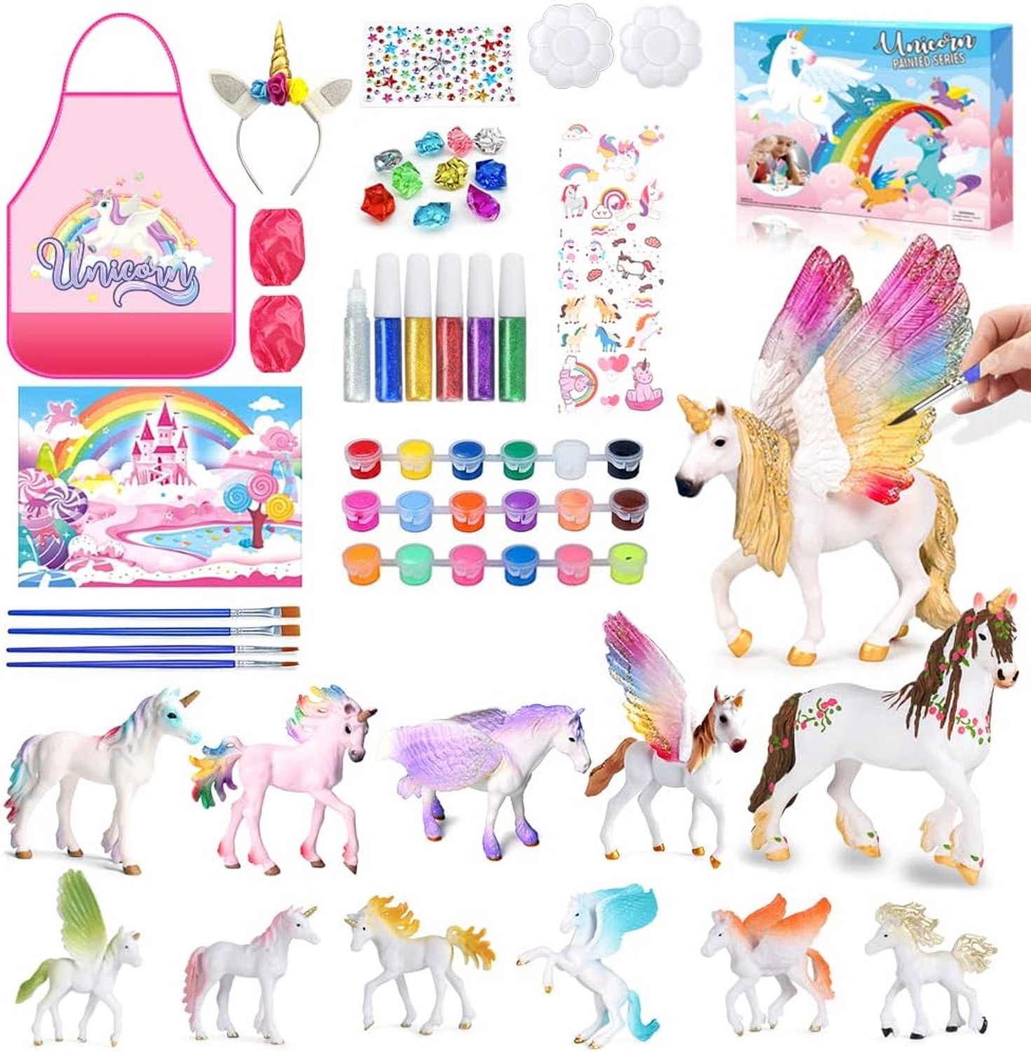 Speelgoed schilderset - eenhoornfiguren - creatief schilderen - leuk cadeau voor meisjes van 3-8 jaar - Vemera