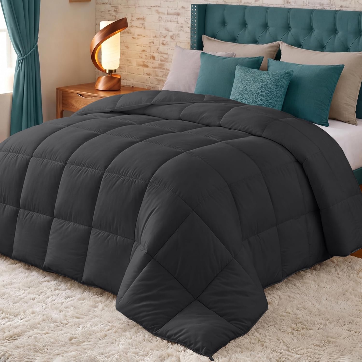QEVA Dekbed - Dekbed zonder Overtrek - Warmtedeken - Grijs - 200cm x 180cm x 3cm
