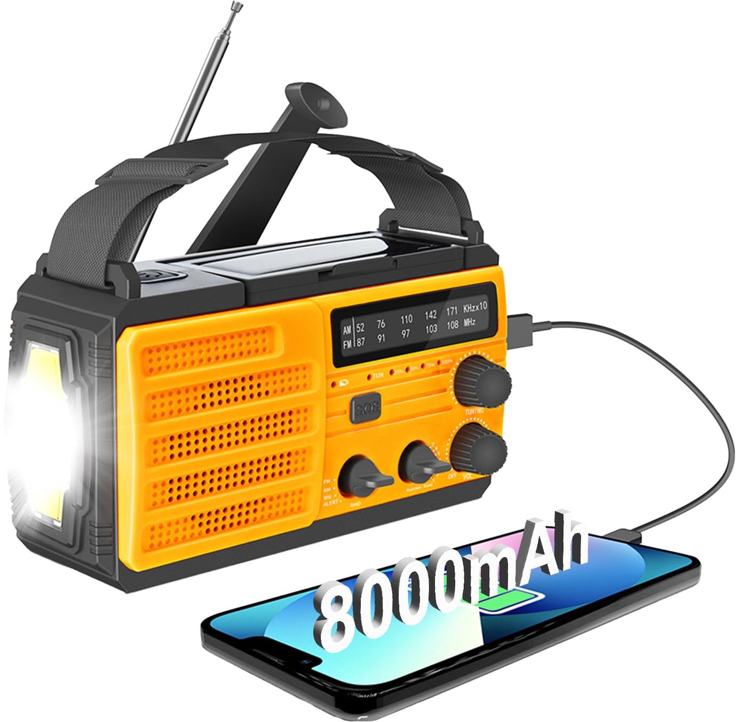 Noodradio Crank Radio Zaklamp - Draagbare AM/FM NOAA Weerradio - Mobiele Telefoon Oplader - Ideaal voor Stroomuitval - ShopVlot