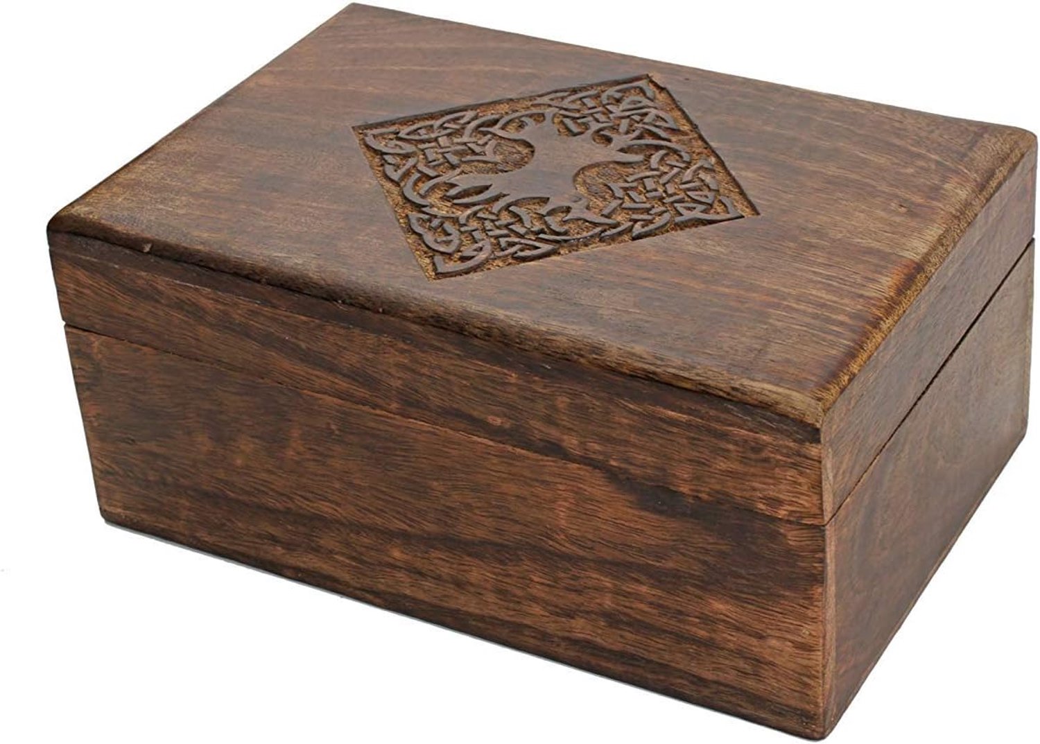 Store Indya, Land Art Wooden Jewellery Box, Hand-Carved Celtic Design - ShopVlot
