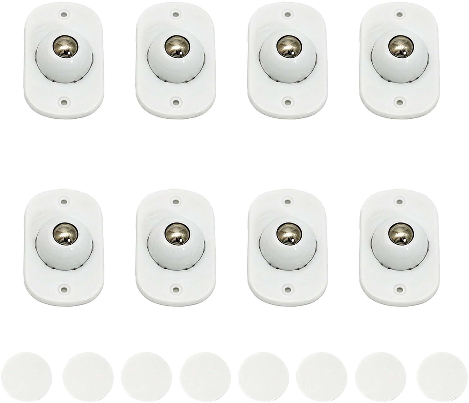 Set of 8 Ball Castors, 360° Rotatable, Self-Adhesive Mini Wheels, Universal Plastic / Stainless Steel Ball Wheels for - ShopVlot