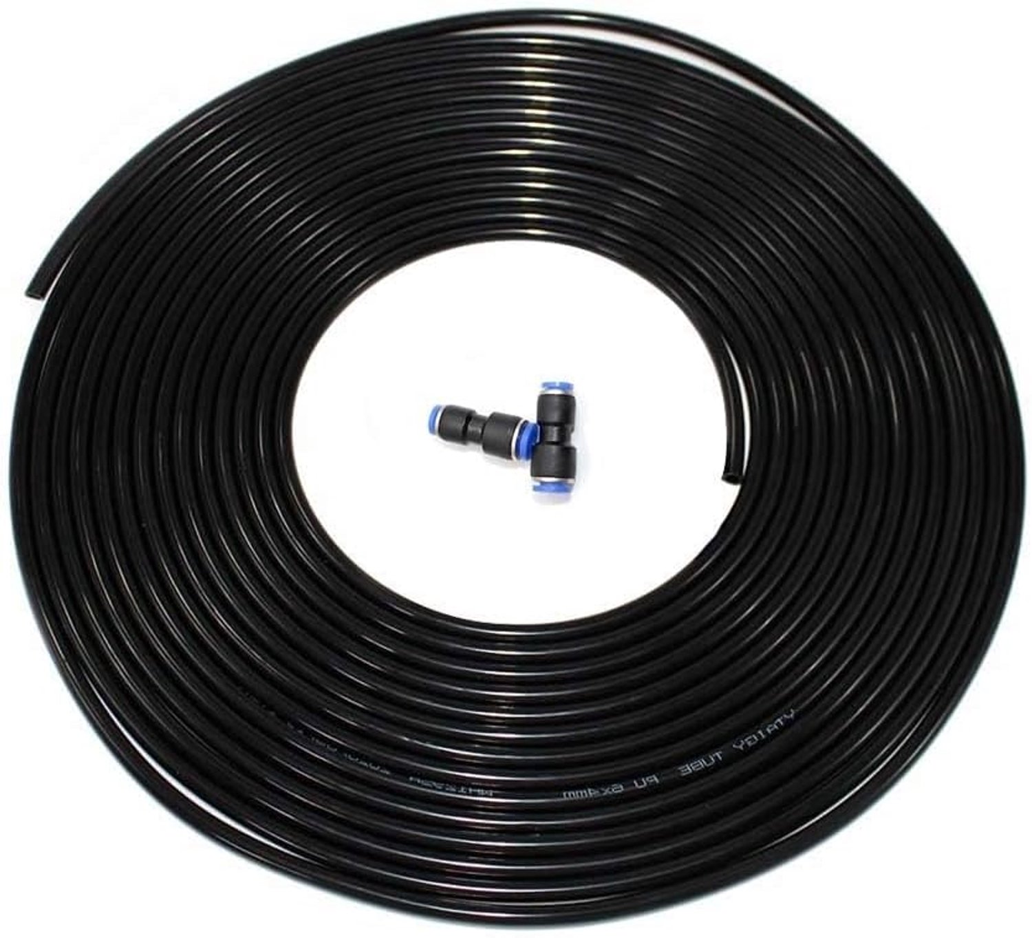 PU pneumatic hose 6x4mm (outside ×inside) - 10m black, polyurethane air hose for compressed air, incl. 2 pieces quick - ShopVlot
