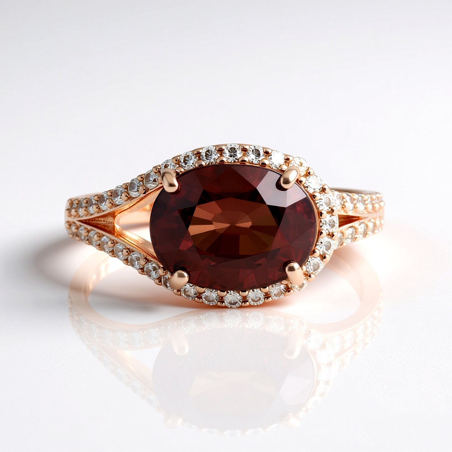 Cavill - Elegante Zilveren Ring Roze Ovaalgeslepen Cambodjaanse Zirkoon 4,724 ct - 925 Sterling Zilver - Roségoudverguld - Dames Zirkonia