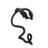 Zwartkleurige draak oorsteker oorbellen voor dames en heren – fantasy ear cuff stijl oorbel met vleugel en staart detail