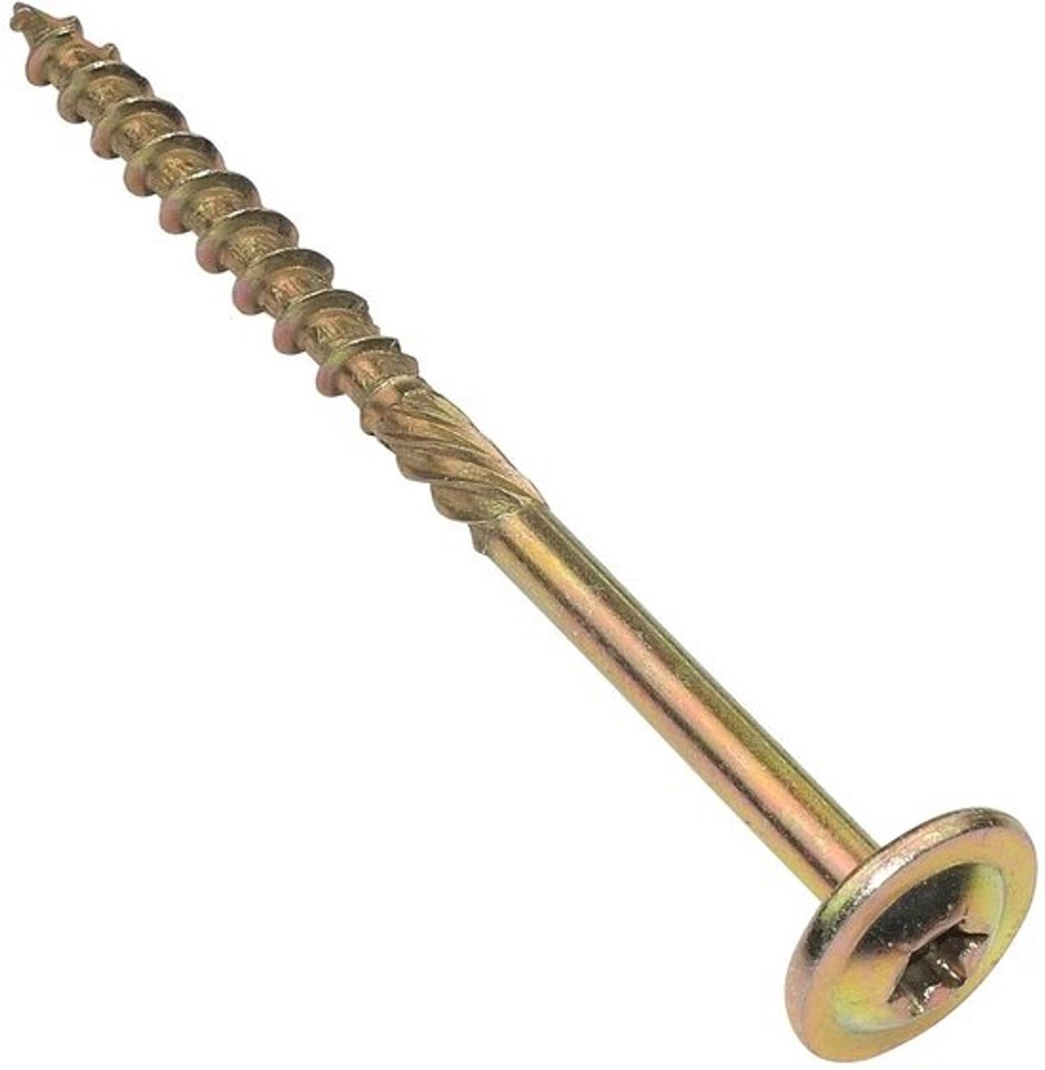AERZETIX - Set of 100 wood screws Ø6 x 100 mm - wide lens head - star drive 30 - brass steel - C48351