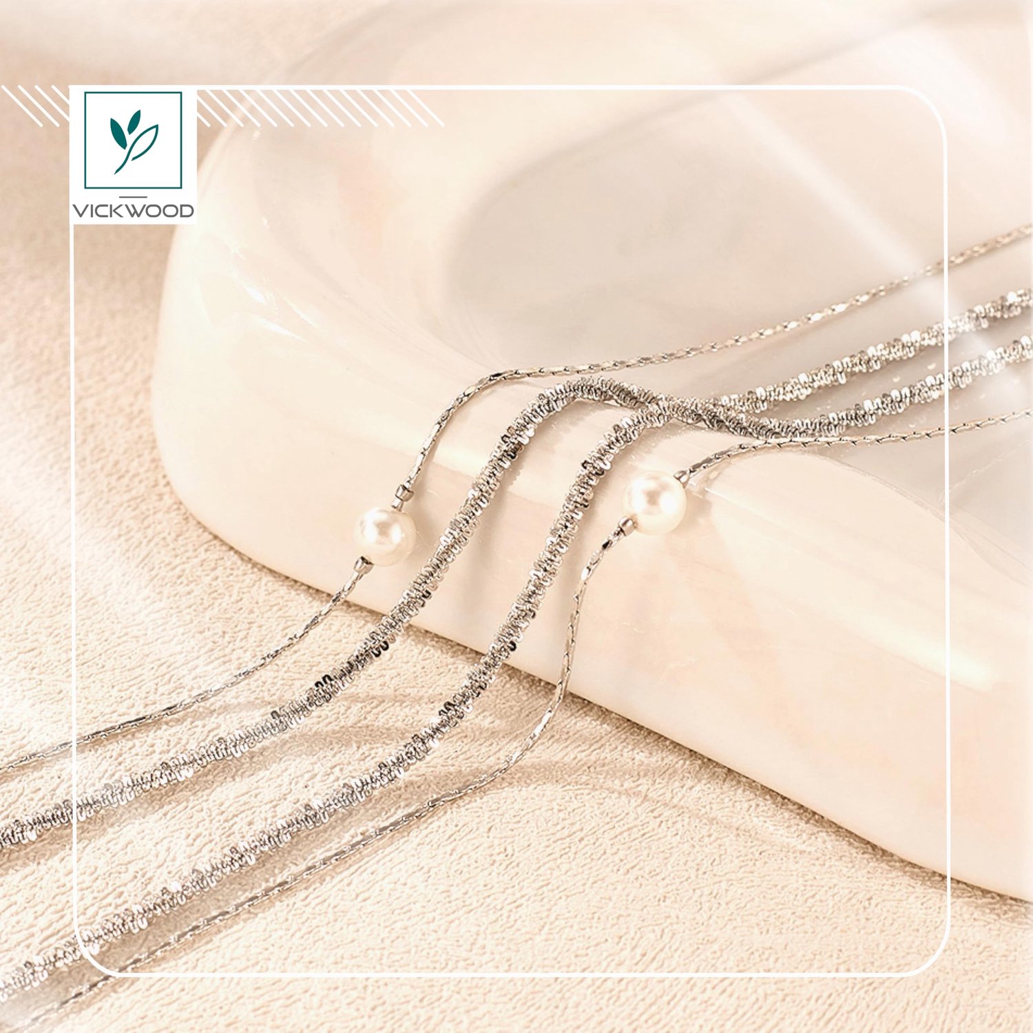 Gelaagde parelkettingen set - Enkelbandje 30cm - Goud/Roségoud/Zilver - Waterbestendig roestvrijstaal - ShopVlot