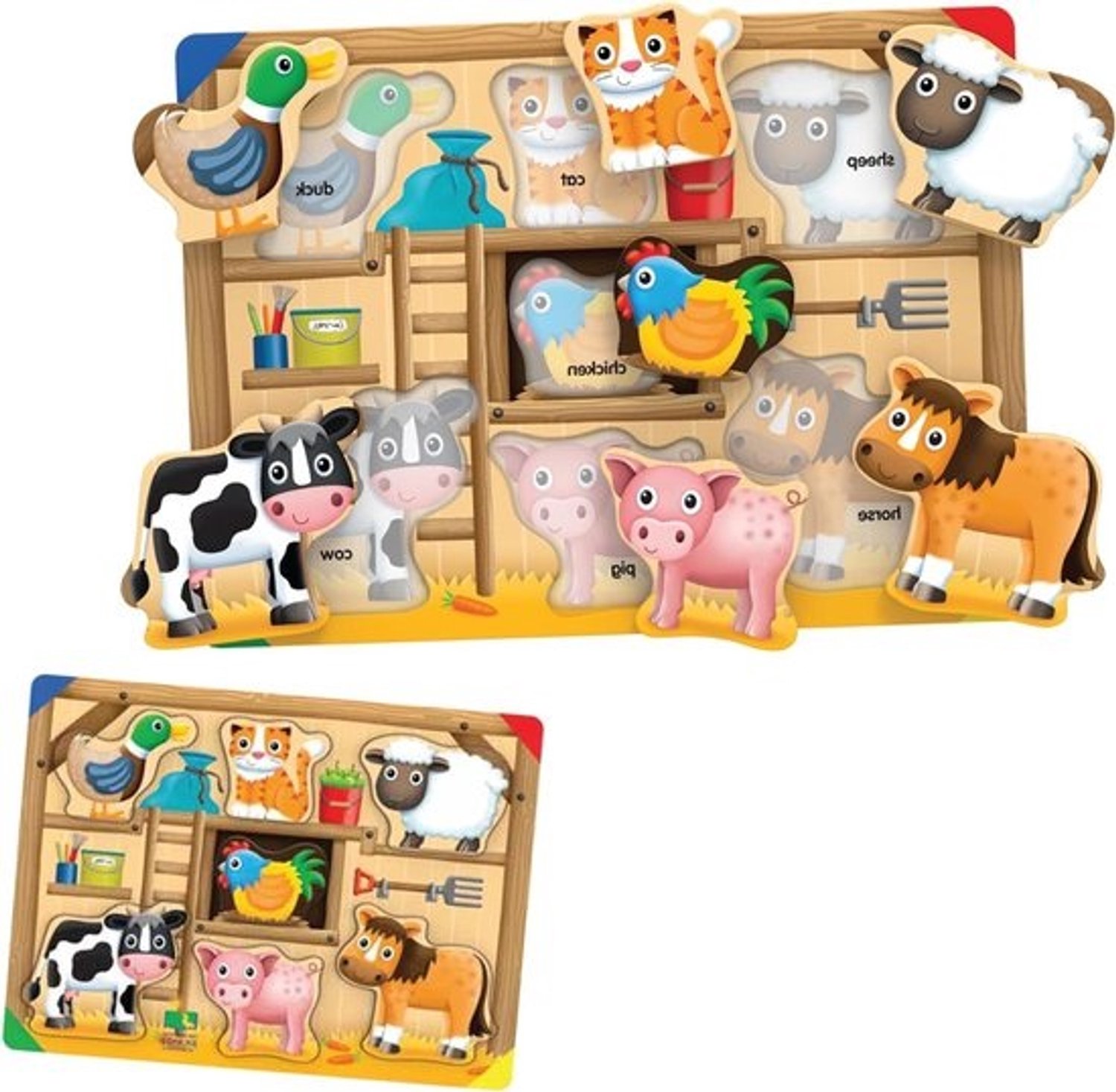 Boerderij Puzzel - Houten Puzzel Kinderpuzzel - Leren en Ontwikkelen - Verhoogde Texture Puzzelstukken
