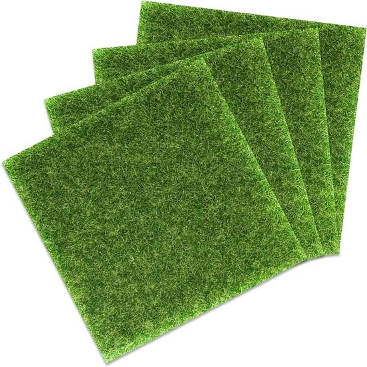 Miniatuur Grasmatten - Kunstgras Stroken - Diorama Decoratie - Realistisch Groen Design - 15x15 cm Set - Groen
