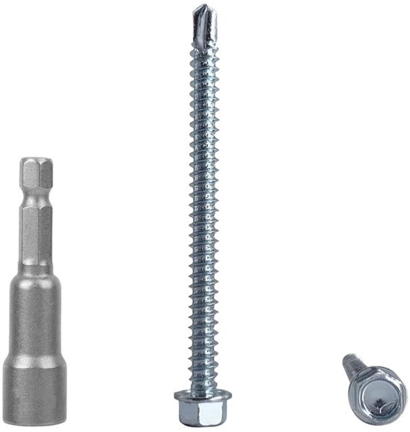 Zelfborende Schroeven - Parkerschroeven Plaatmetaal - Metaal Bevestigen - Verzinkt Staal Zeskant - 5.5 x 70 mm - Zilver