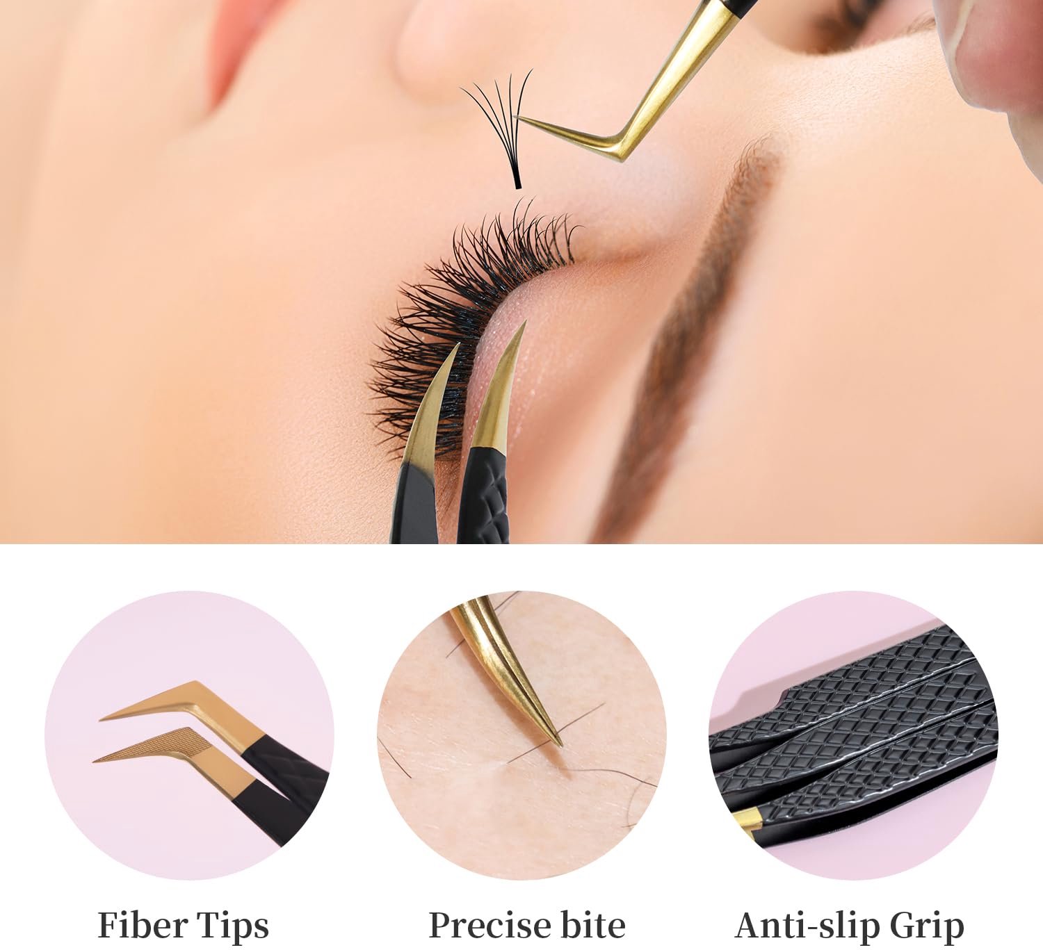 ANNAFRIS Lash Tweezers Precision Stainless Steel Tweezers for Eyelash Extensions(A2+5+6)
