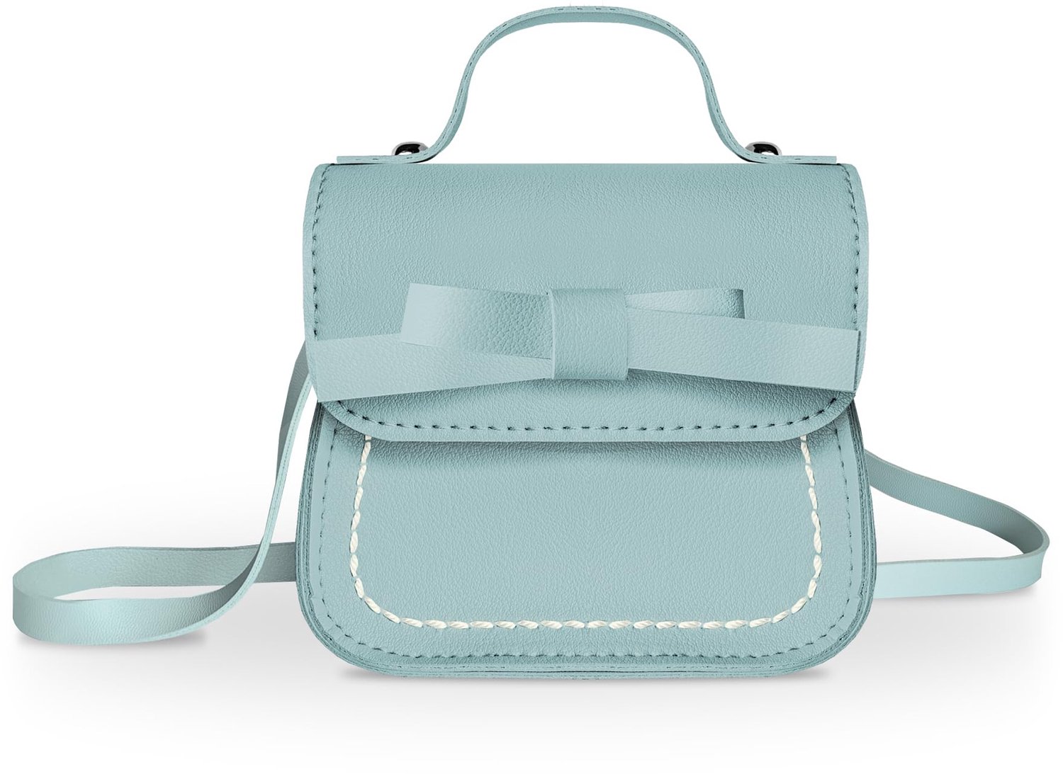 SnelShoppen - Schoudertas voor Meisjes - Kleine Handtas met Strik - Mini Flap Tas voor Kinderen - Crossbody Tas voor Peuters Leeftijd 2-5 Jaar - Blauw