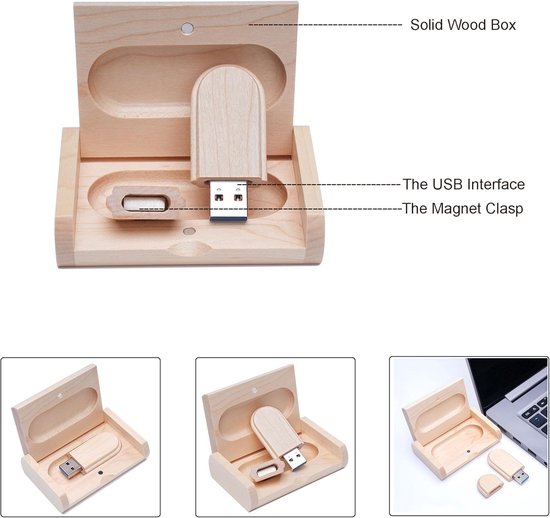 USB 2.0 Externe Schijf - Hout - 2.0/2GB - Esdoornhouten Behuizing - Voor Opslag en Delen — afbeelding 5