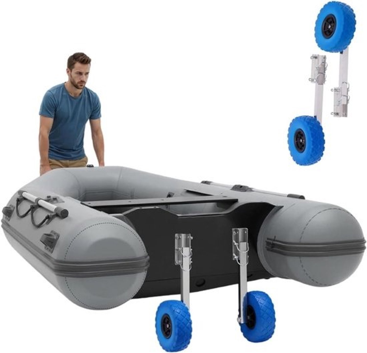 Rubber Boot Trailer Wielen - Transportwielen Boten - Boot Verplaatsen - Hoge Laadcapaciteit - 25 cm - Blauw