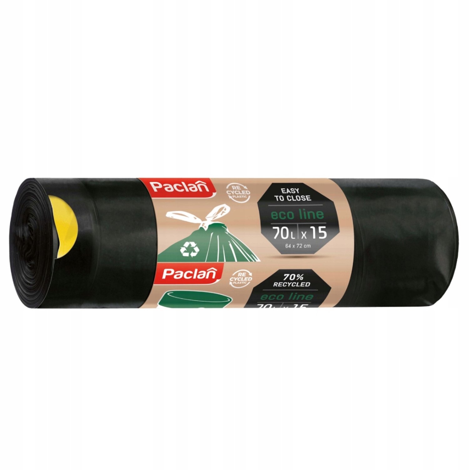 Paclan Eco Line Afvalzakken 70L 15 Stuks - Gemaakt van 70% Gerecycled Materiaal