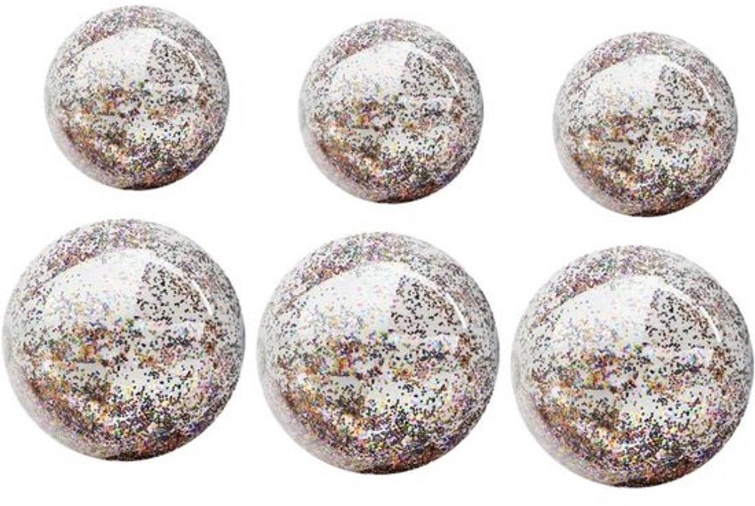 Strandballen Set - Opblaasbare ballen - Zomerpret - Glitter effect - 6 stuks - Assorti