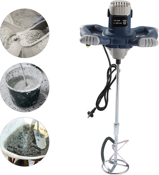Handmixer Professioneel - 1400 W Vermogen - 6 Versnellingen - Aluminium En IJzer - Voor Mortel En Beton — afbeelding 3