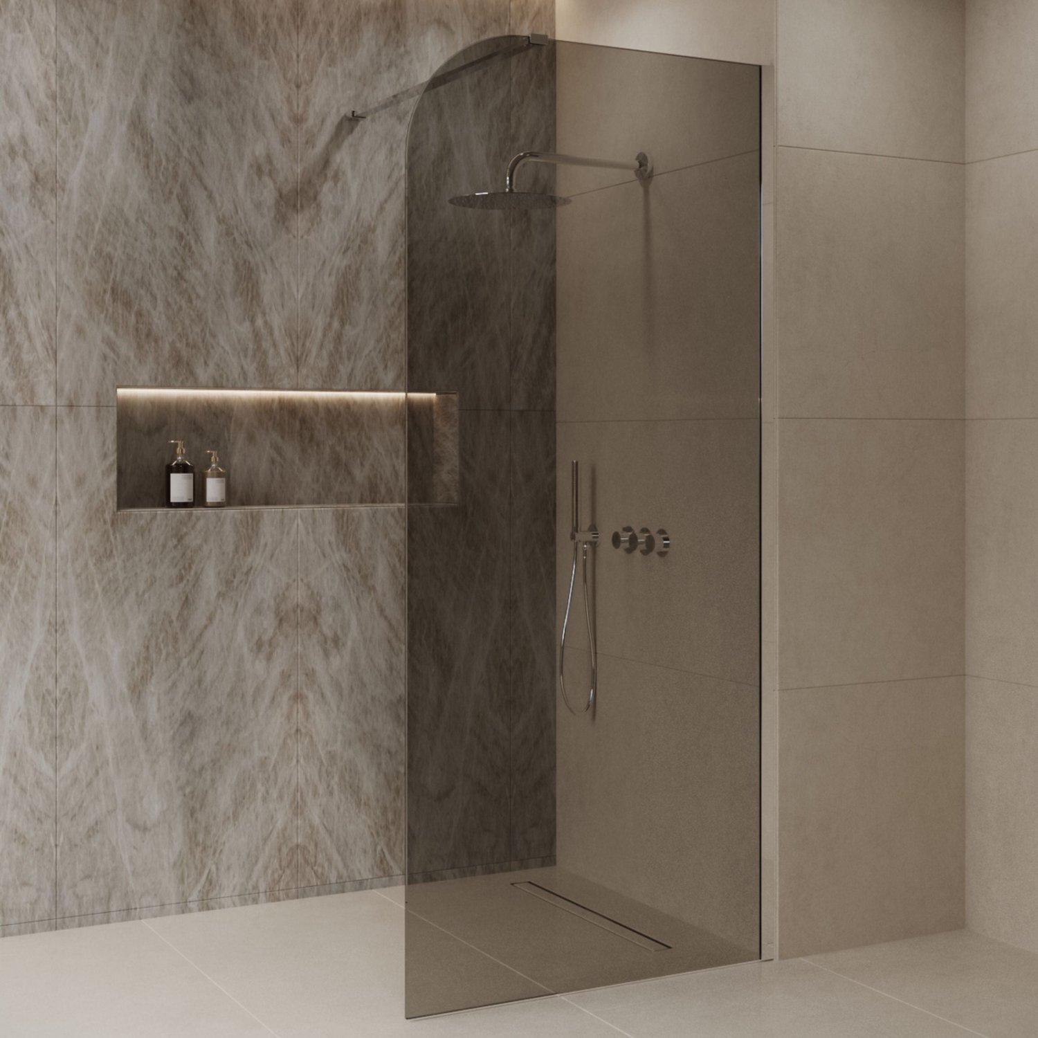 Sanitado Dalis Curve Inloopdouche Rookglas Chrome Profielen 90x200 cm