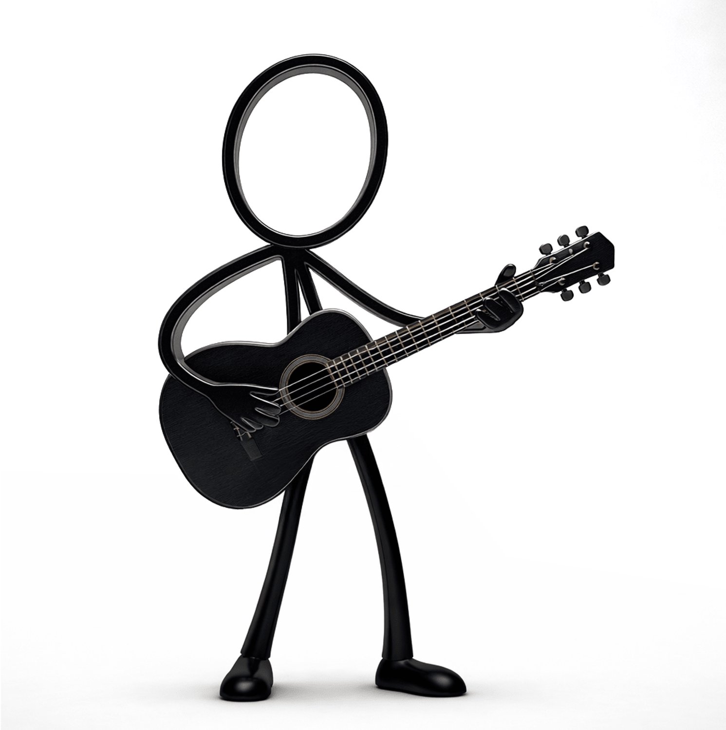 Stickyman Gitarist met akoestische gitaar - zwart - 20 cm