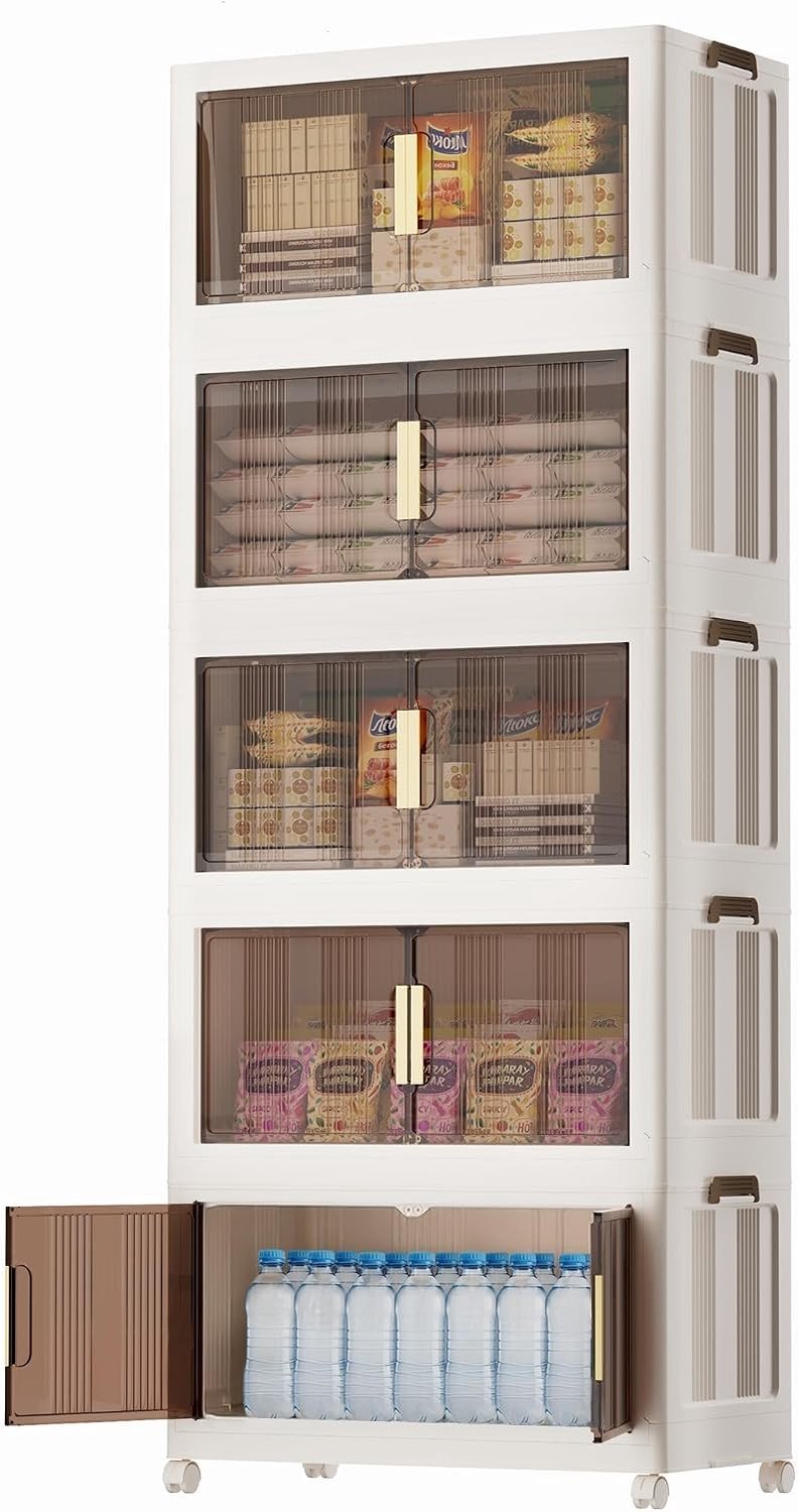 Opbergdoos met deksel - Grijs - 7405 - Ruimtebesparende Opbergcontainer - Voor Slaapkamer, Woonkamer, Keuken en Kantoor