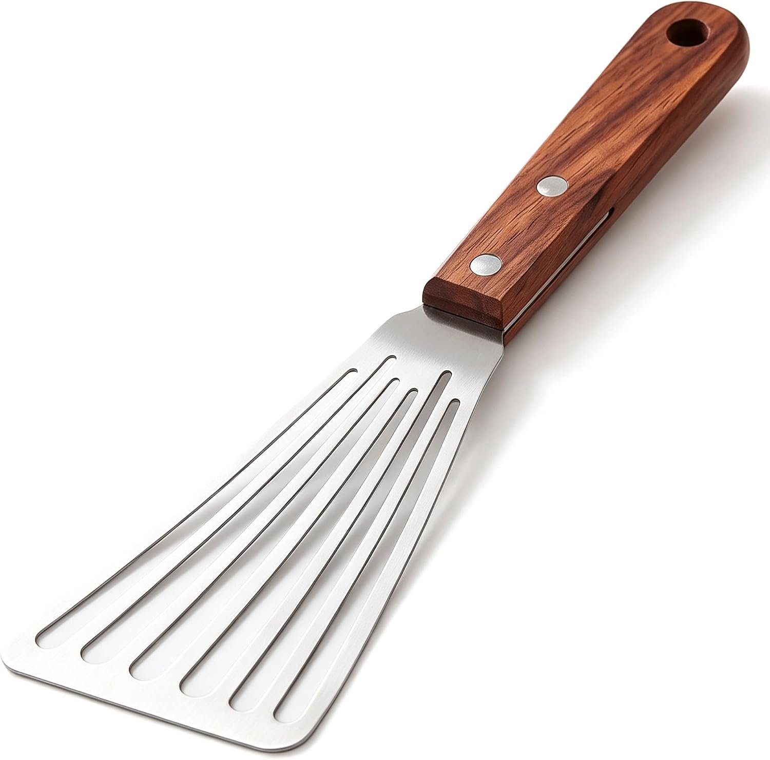 Visspatel 30 cm - roestvrij staal - houten handvat - veilig en comfortabel koken - Vemera