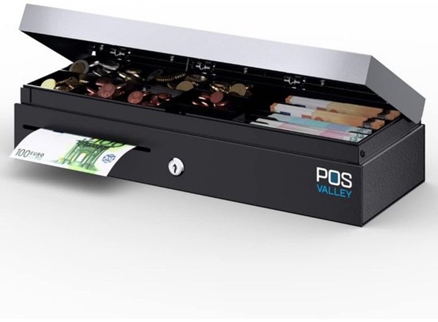 Professionele Kassalade Flip-Top Verticaal Automatisch voor POS Printers - 7 Biljetten / 8 Munten (EUR)