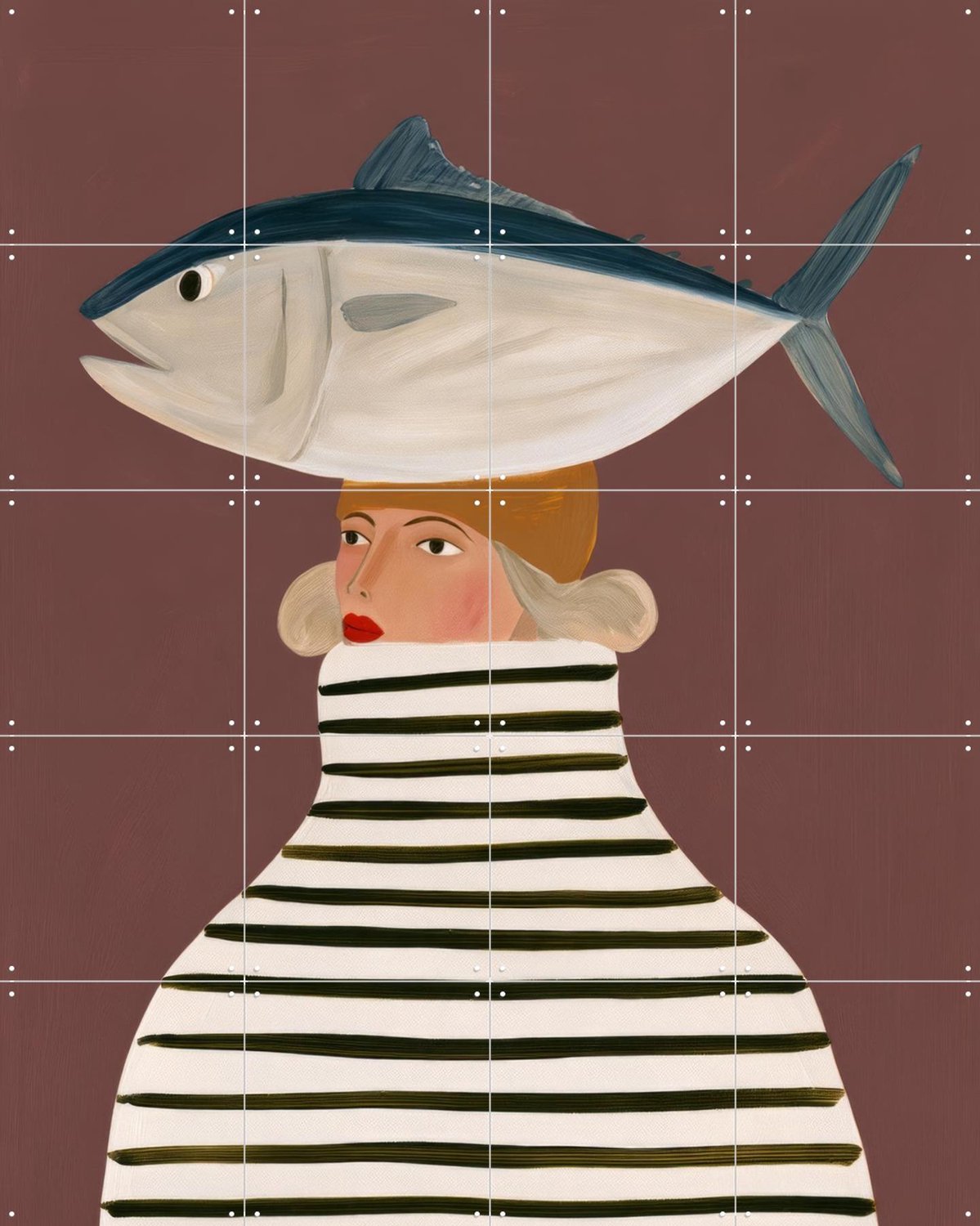 IXXI Catch Of The Day, Atelier Pommeline - 80 x 100 cm - Gratis ophangtool - Grote wanddecoratie en posters - Surrealisme, Cartoonesk, Modern
