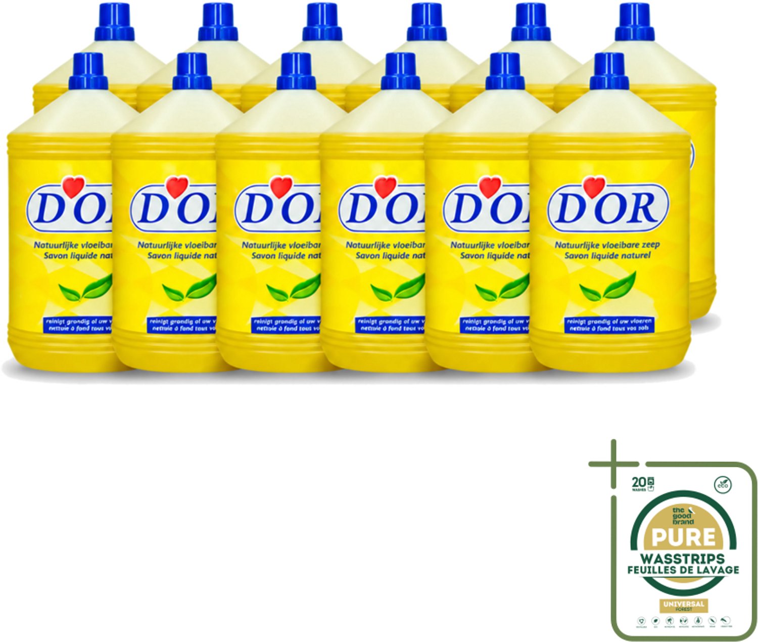 12 x D'Or - Natuurlijke Vloeibare Zeep - Voor Vloeren en Tegels - 5 liter - Wasstrips - Vloer Reinigen - Vloer Schoonmaken - Vloer Reinigingsmiddel - Natuurlijke Zeep - Vloer Reinigen Binnen
